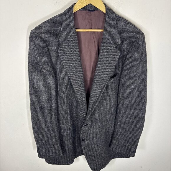 Harris Tweed Men 48L Tall Gray Wool Blazer Sport Coat Handwoven Scotland - Picture 1 of 9